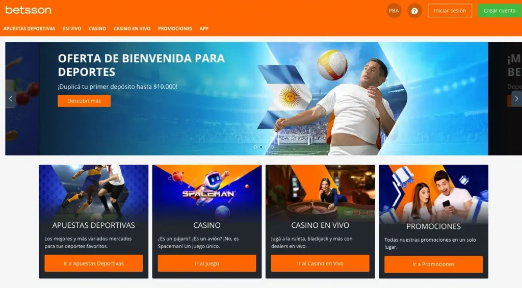 Página de inicio de Betsson